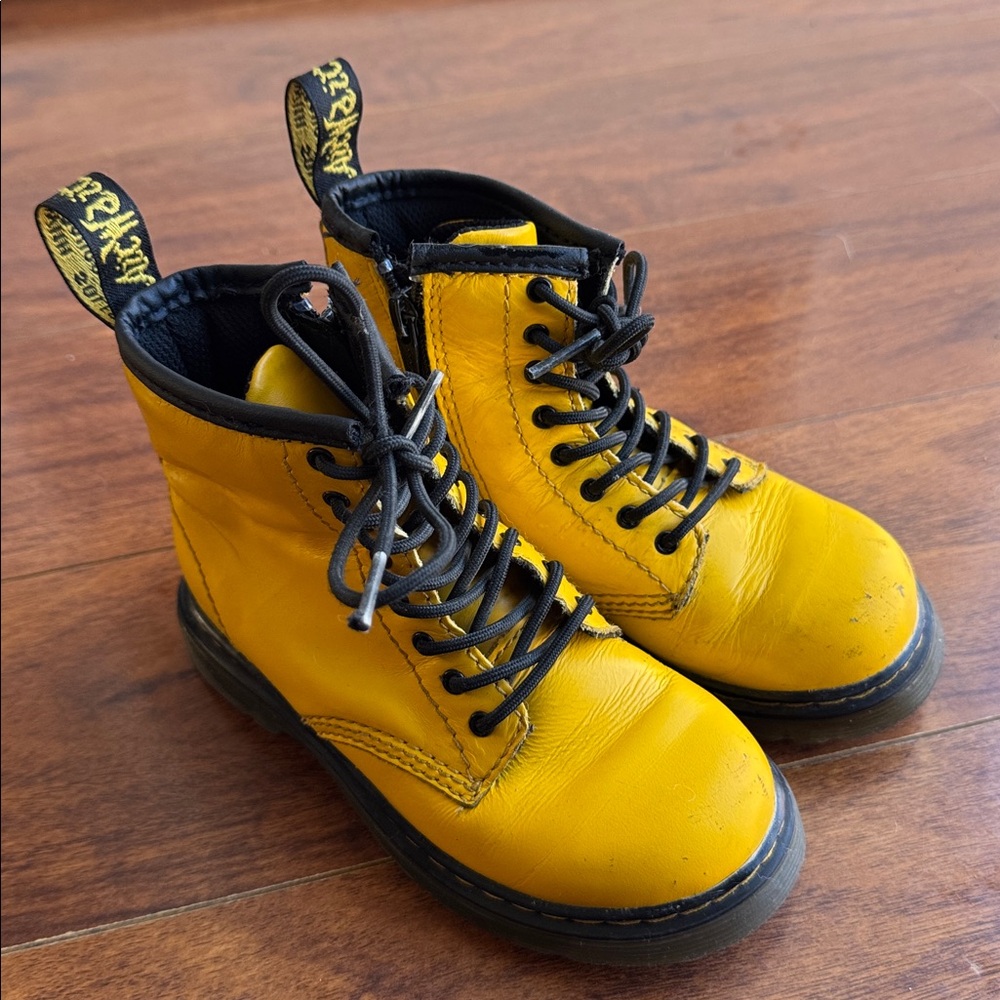 Dr. Martens Bright Yellow Boots with Black Accents